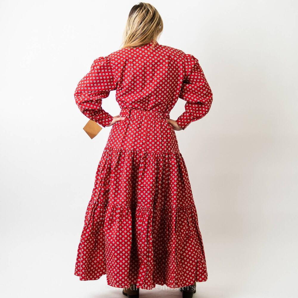 Vintage 70s Western Cowgirl Rodeo Prairie Skirt & Top Set Dress - M - Picture 3 of 11